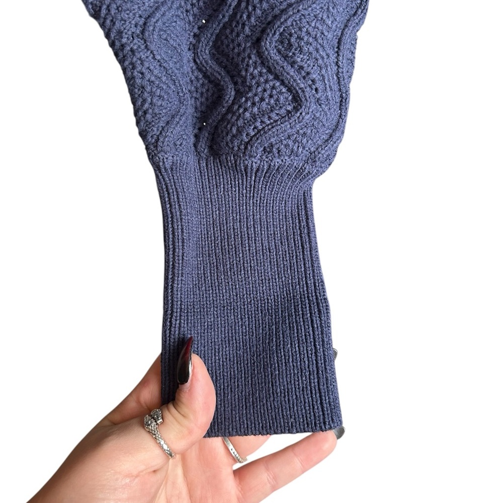 Ted Baker Navy Romanu Pointelle Sweater With Puff Sleeve Detail Size 4 (M 8-10) - Picture 3 of 6